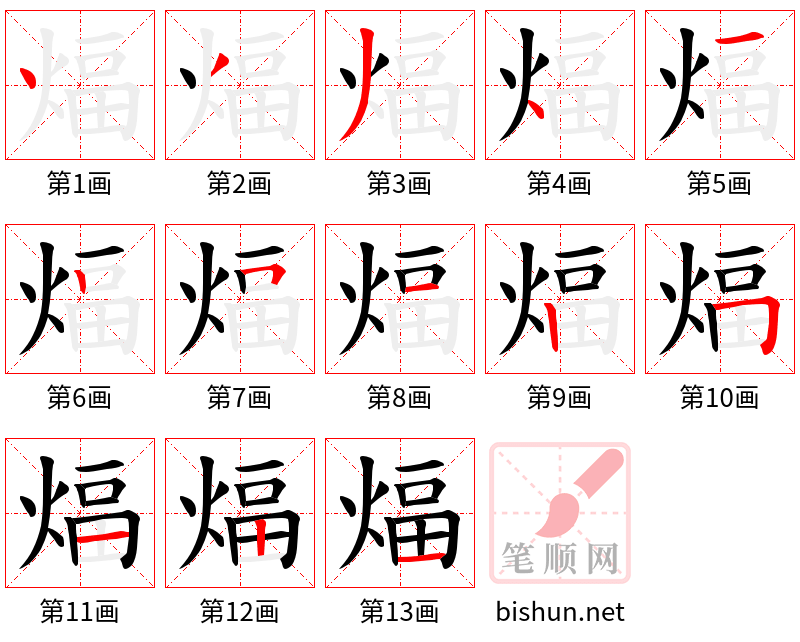 煏 笔顺规范