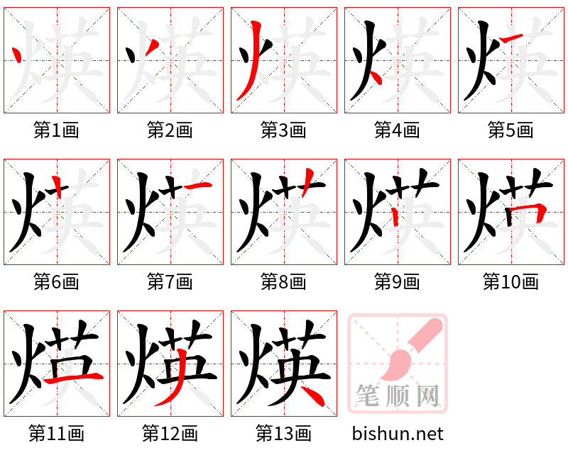 煐 笔顺规范