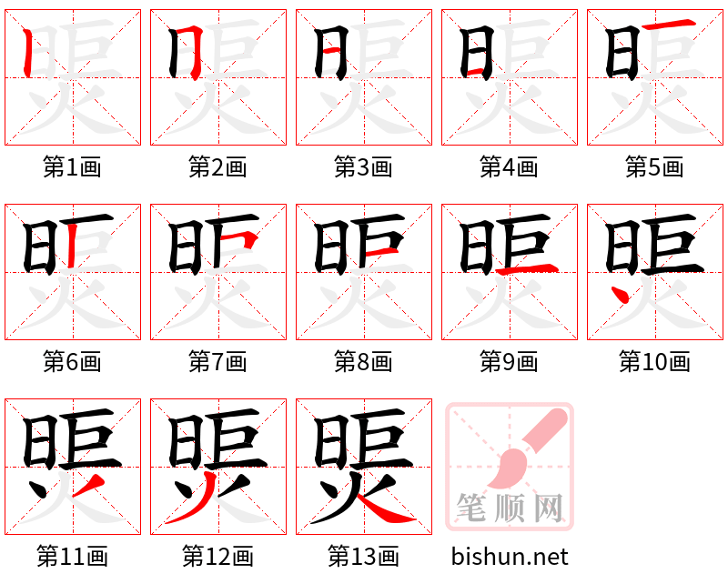 煚 笔顺规范