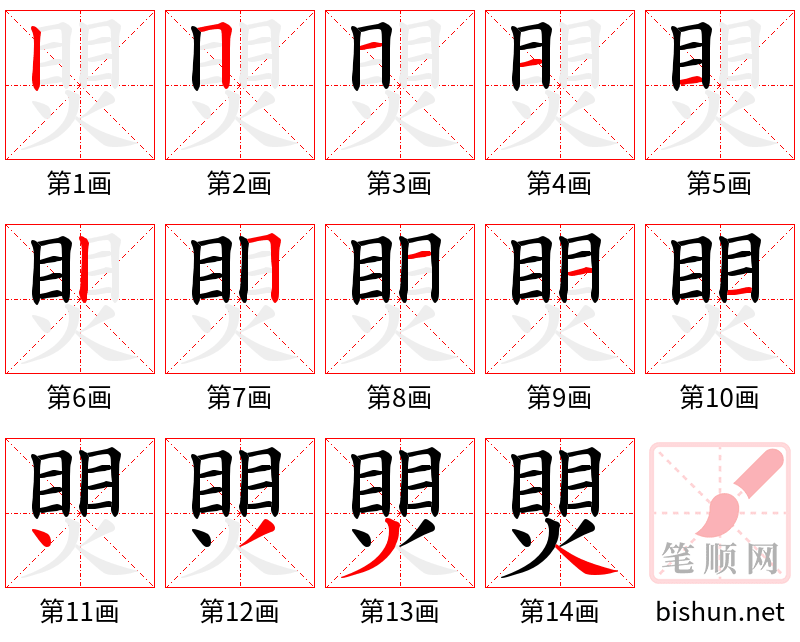 煛 笔顺规范