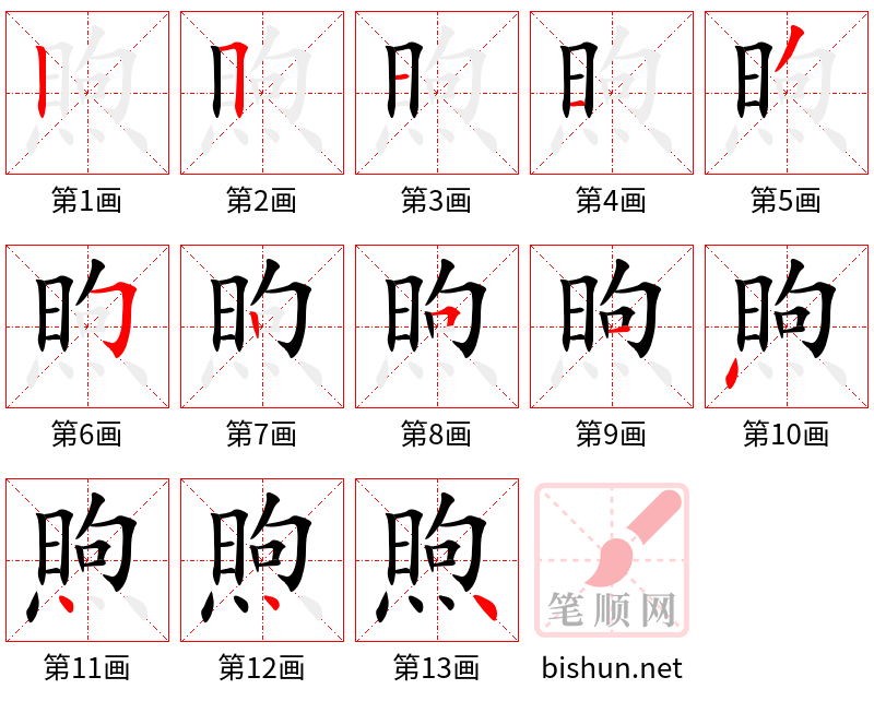 煦 笔顺规范