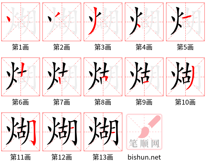 煳 笔顺规范