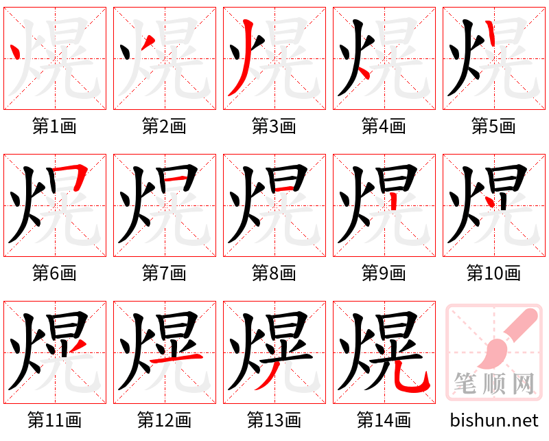 熀 笔顺规范