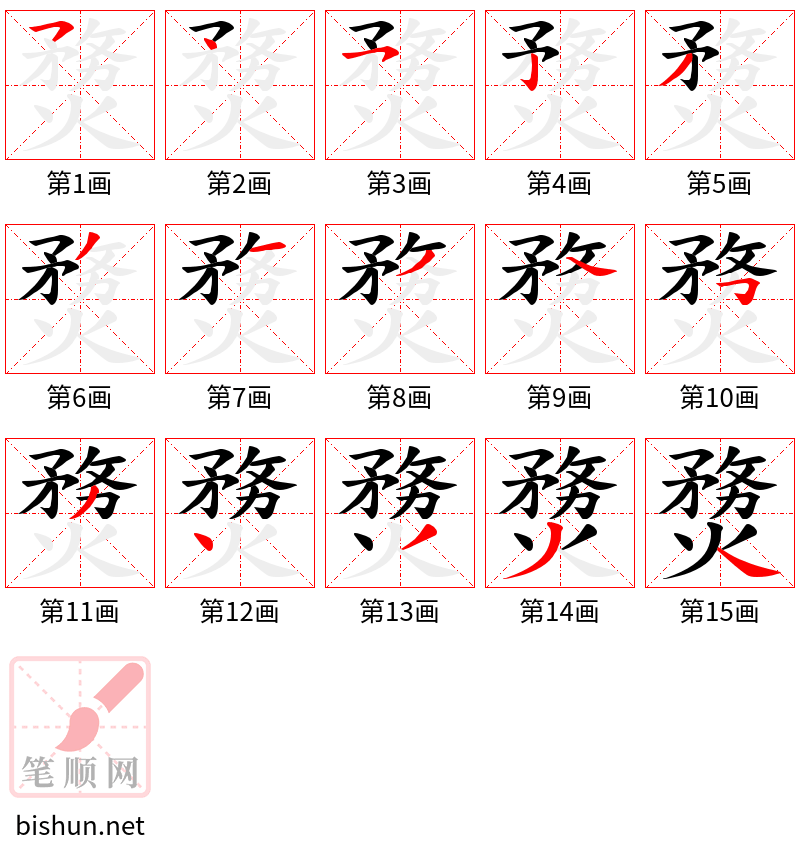 熃 笔顺规范