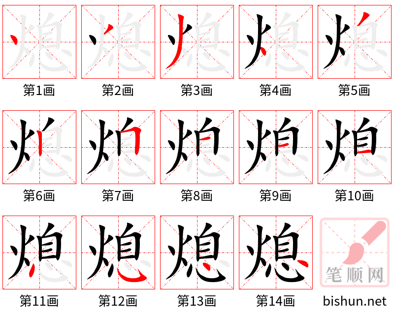 熄 笔顺规范