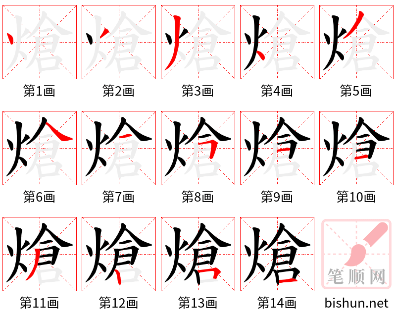 熗 笔顺规范