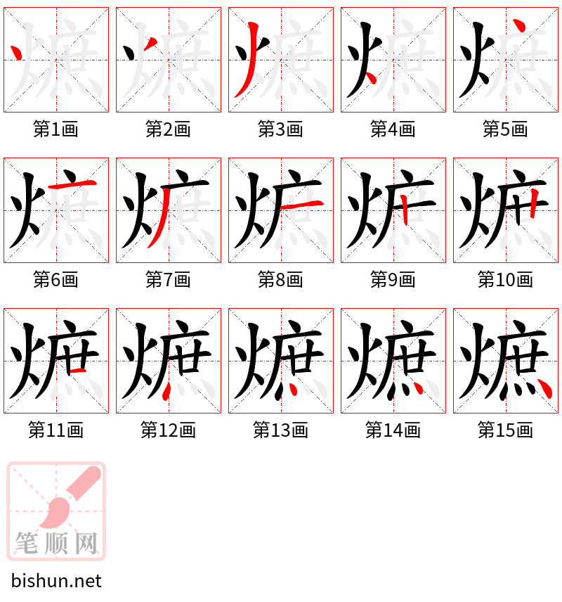 熫 笔顺规范