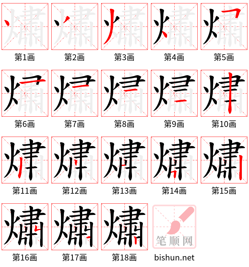 熽 笔顺规范