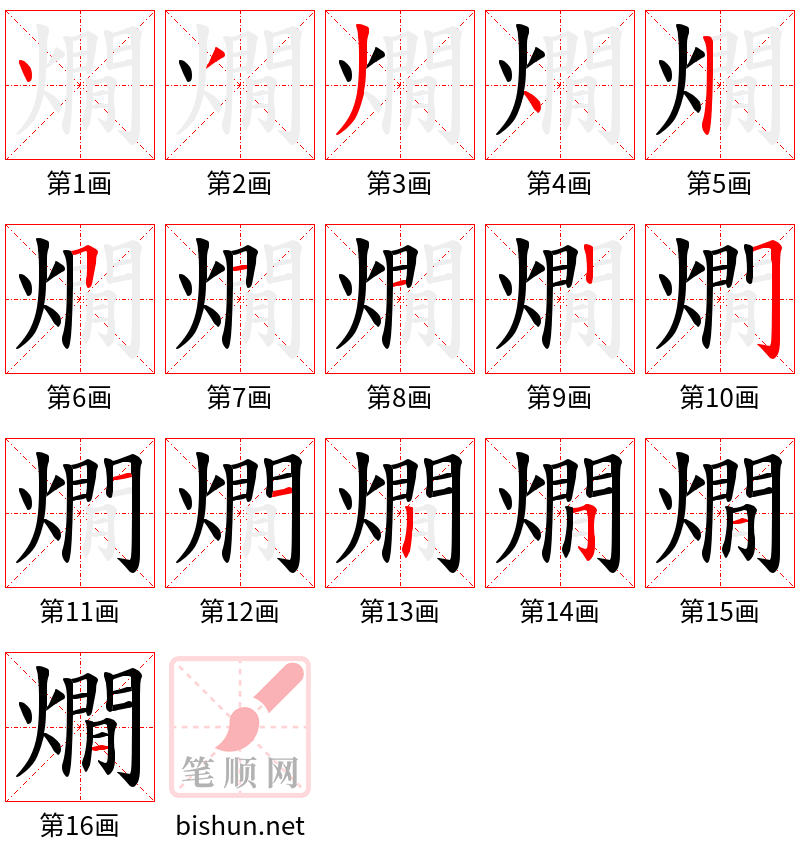 燗 笔顺规范