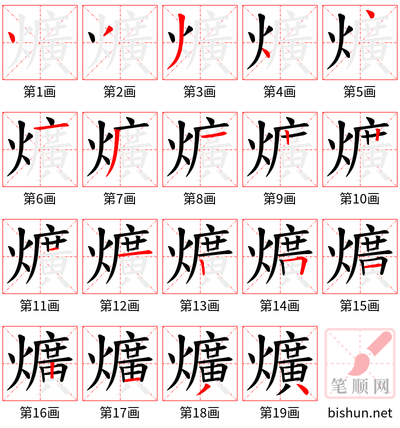 爌 笔顺规范