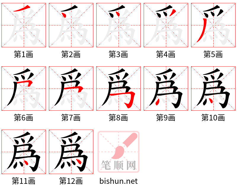 爲 笔顺规范