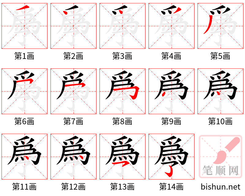 爳 笔顺规范