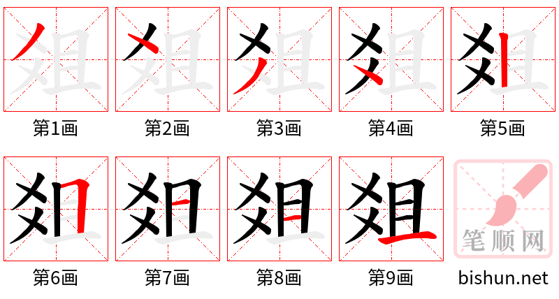 爼 笔顺规范