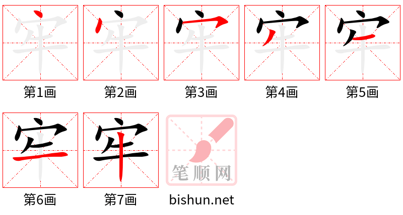 牢 笔顺规范