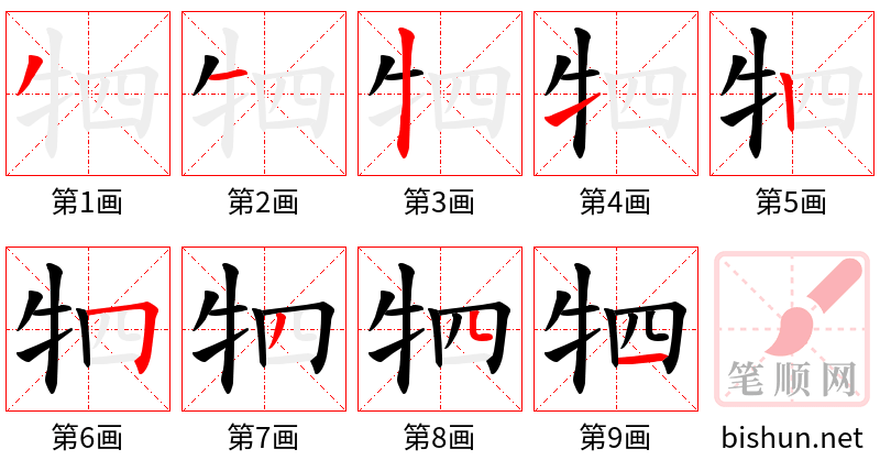 牭 笔顺规范