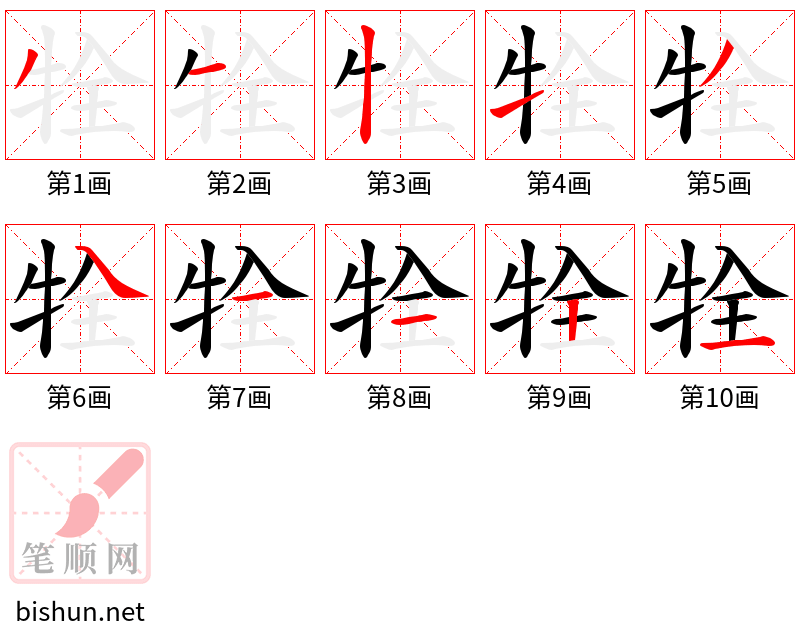 牷 笔顺规范