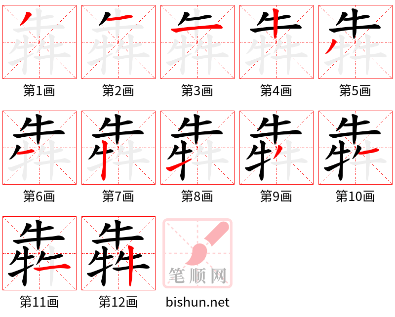 犇 笔顺规范