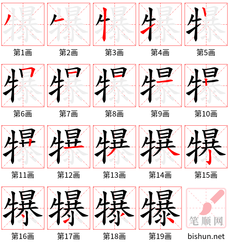 犦 笔顺规范