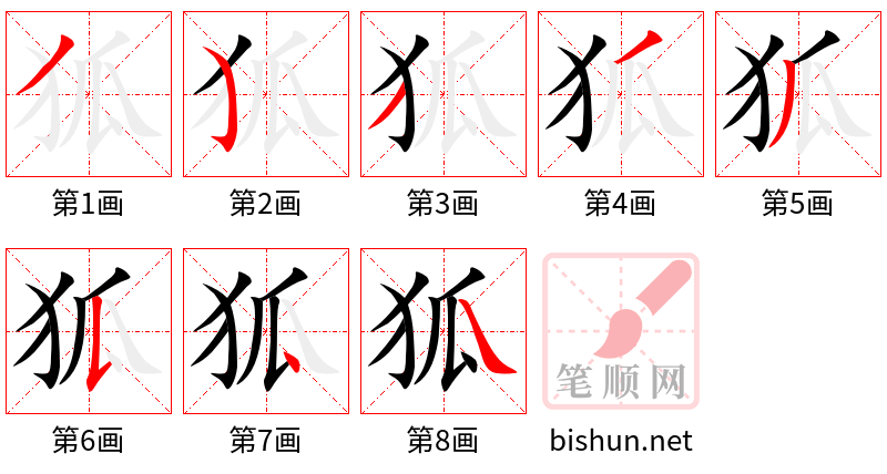 狐 笔顺规范