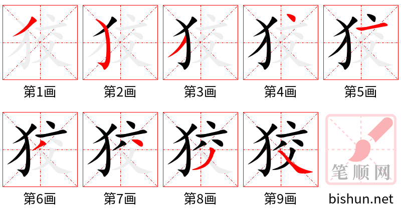 狡 笔顺规范