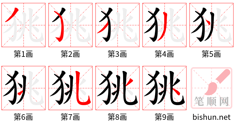 狣 笔顺规范