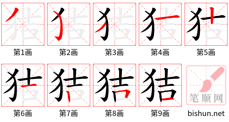 狤 笔顺规范