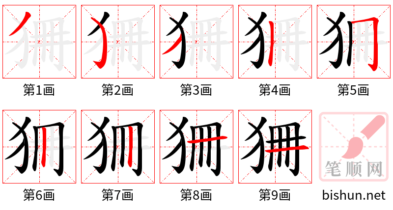 狦 笔顺规范