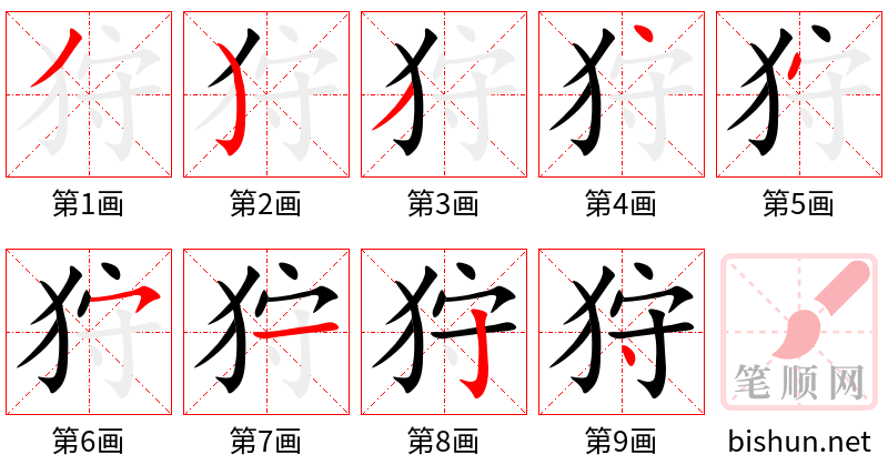 狩 笔顺规范