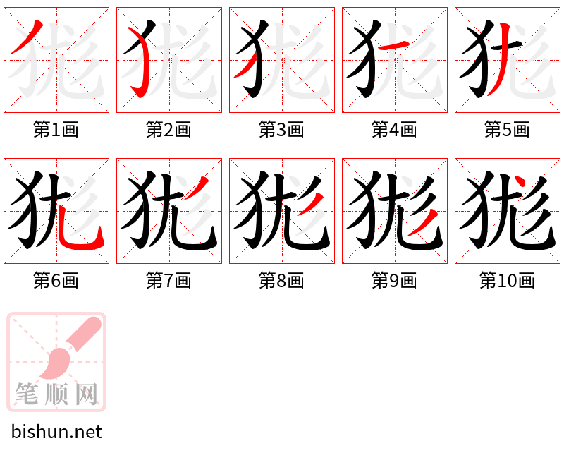 狵 笔顺规范