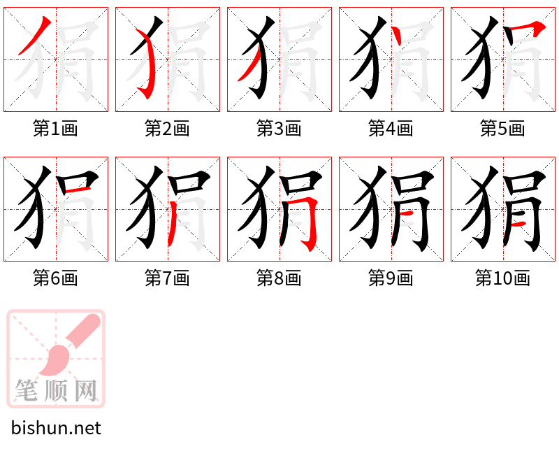 狷 笔顺规范