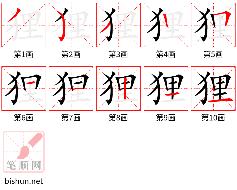 狸 笔顺规范