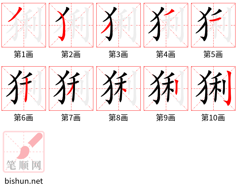 猁 笔顺规范