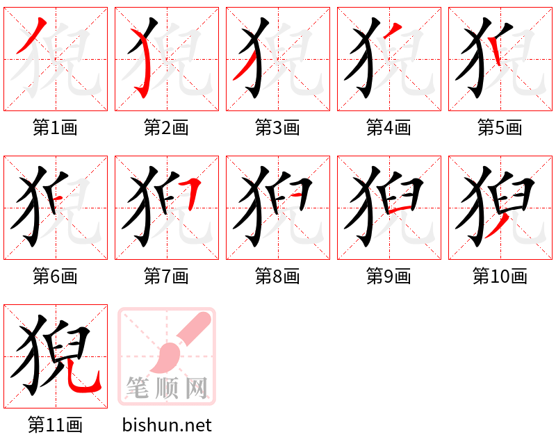 猊 笔顺规范