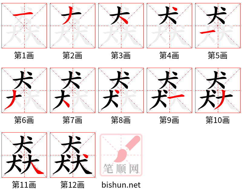 猋 笔顺规范