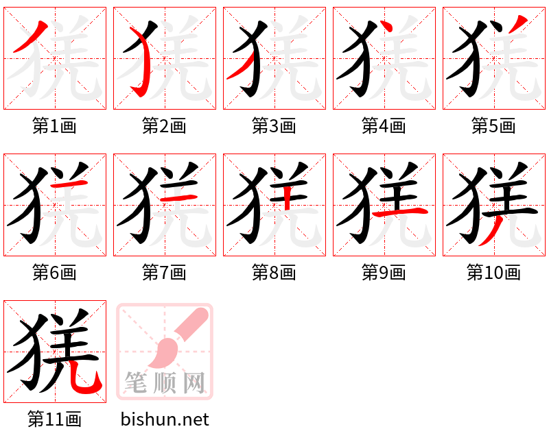 猐 笔顺规范