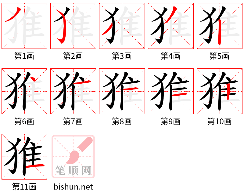 猚 笔顺规范