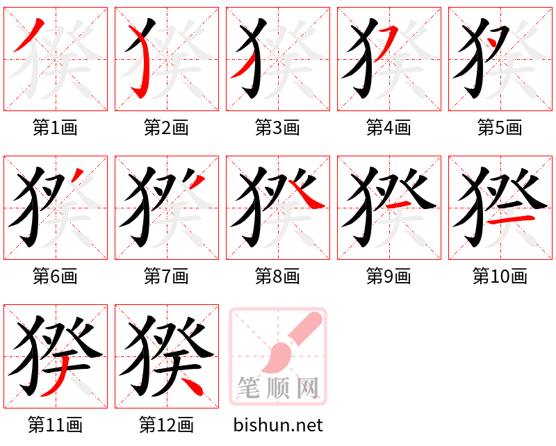 猤 笔顺规范