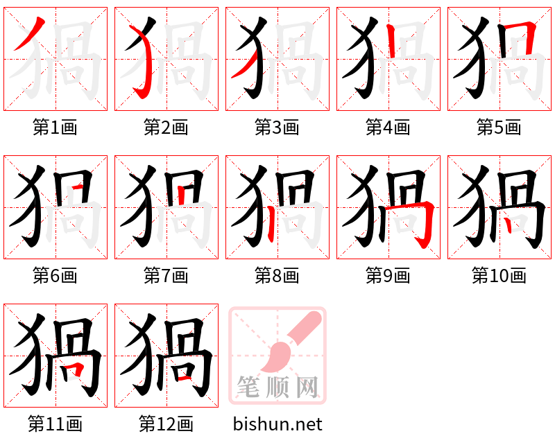 猧 笔顺规范