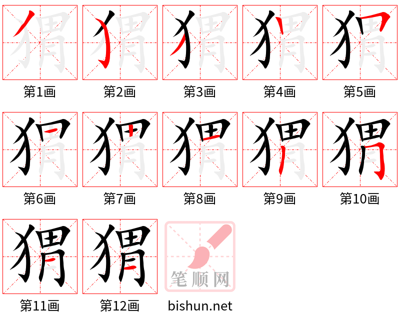 猬 笔顺规范