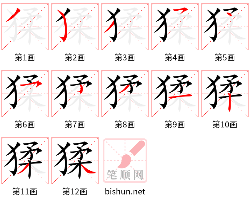 猱 笔顺规范