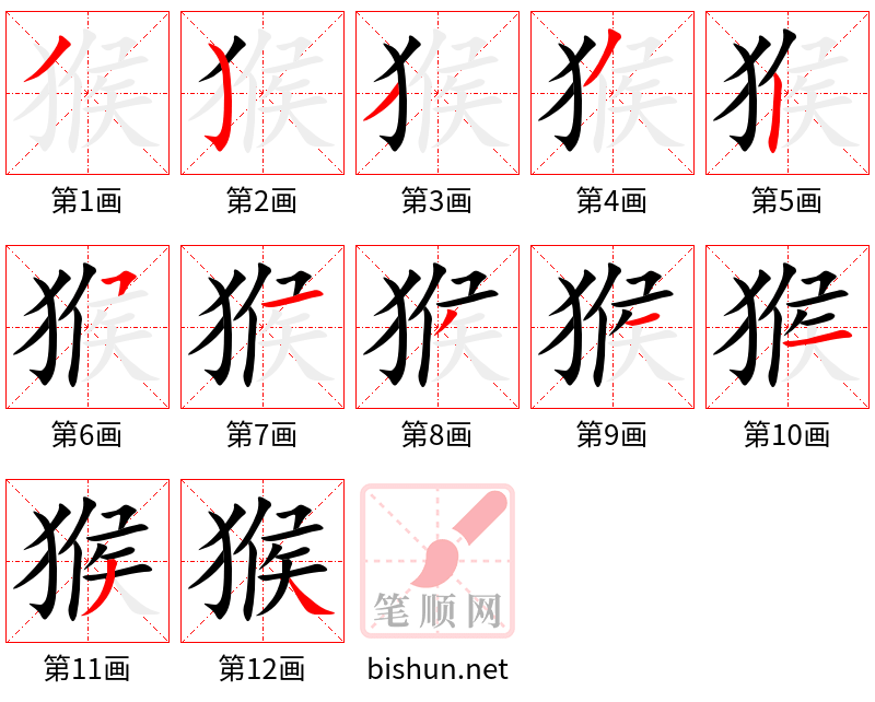 猴 笔顺规范