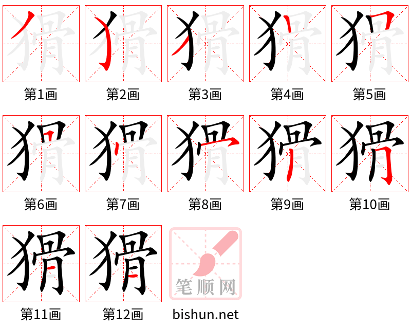 猾 笔顺规范