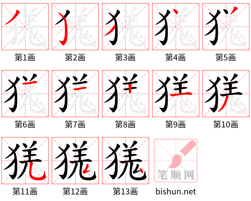 獇 笔顺规范