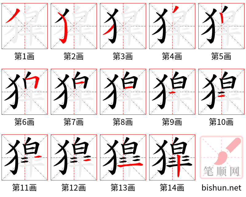 獔 笔顺规范