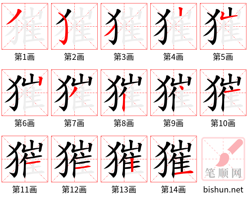 獕 笔顺规范