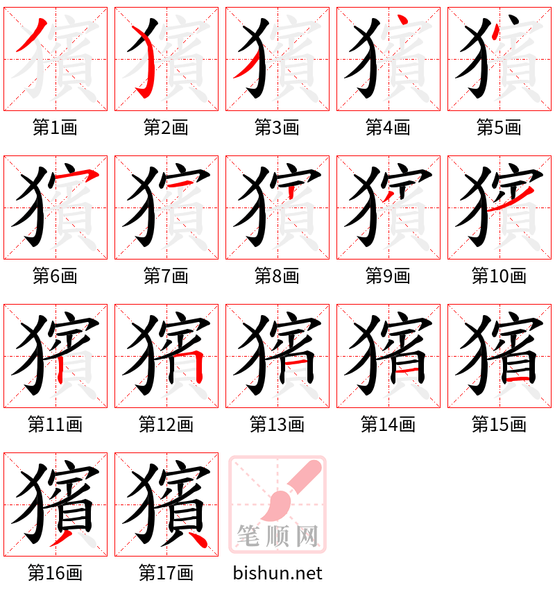 獱 笔顺规范