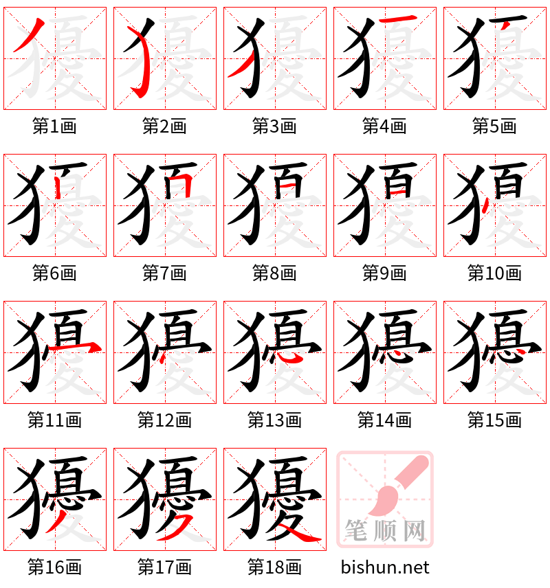 獶 笔顺规范