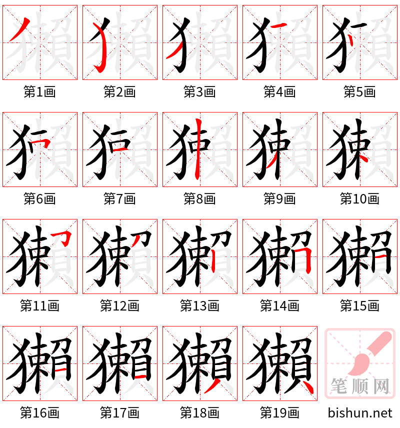 獺 笔顺规范