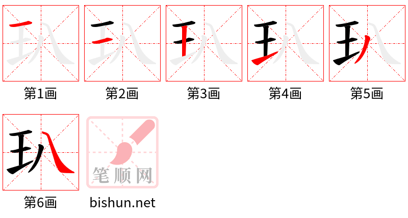 玐 笔顺规范