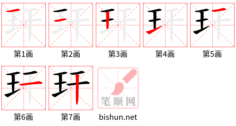 玕 笔顺规范